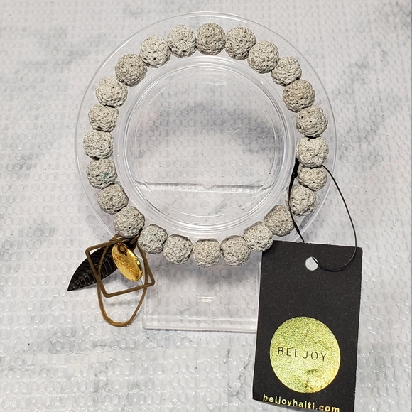beljoy Jewelry - BELJOY Lava Stone Charm Stretch Bracelet Essential Oils NWT